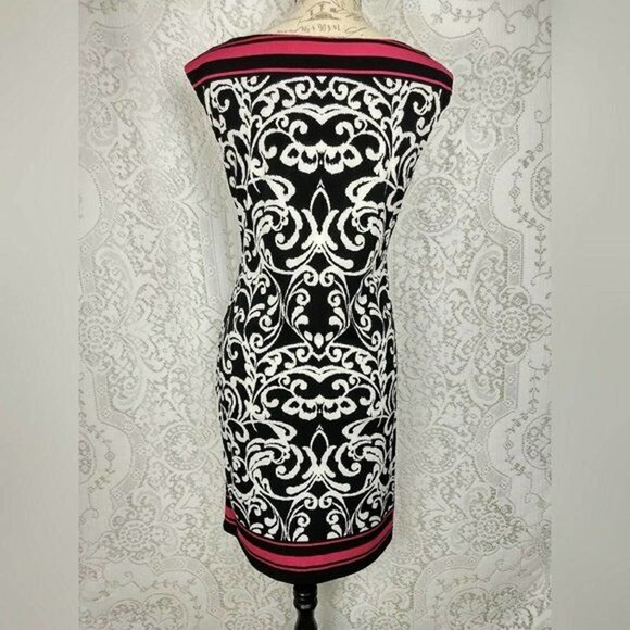 Sleeveless Print Sheath Dress Packable Office Cocktail Medium M Work Travel Pack - Picture 2 of 5